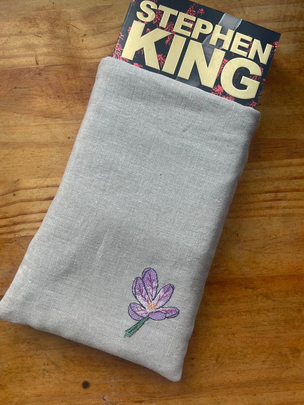 Pochette à livre crocus et mésange - Taille L