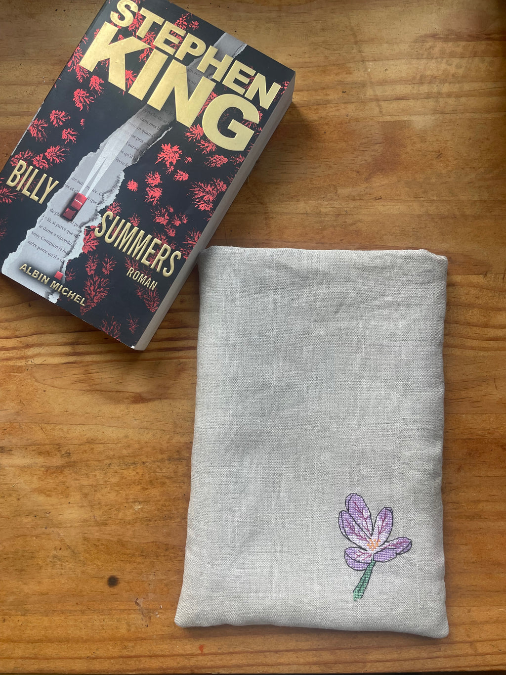 Pochette à livre crocus et mésange - Taille L