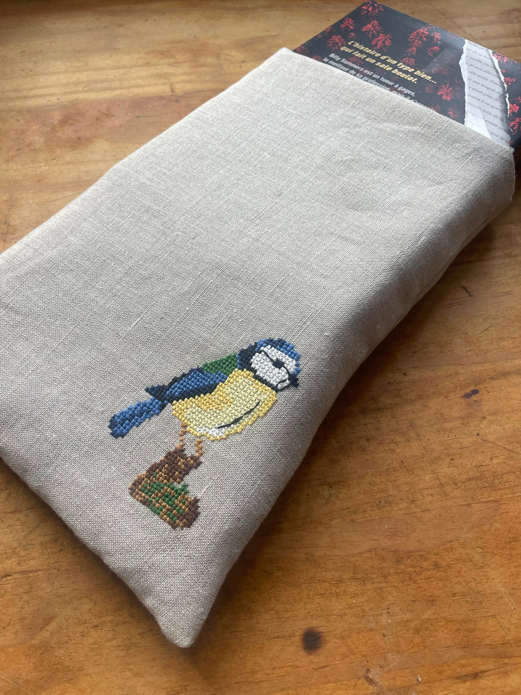 Pochette à livre crocus et mésange - Taille L