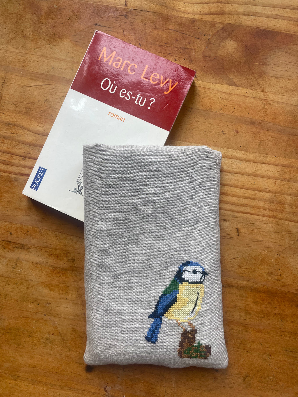 Pochette à livre crocus et mésange - Taille S