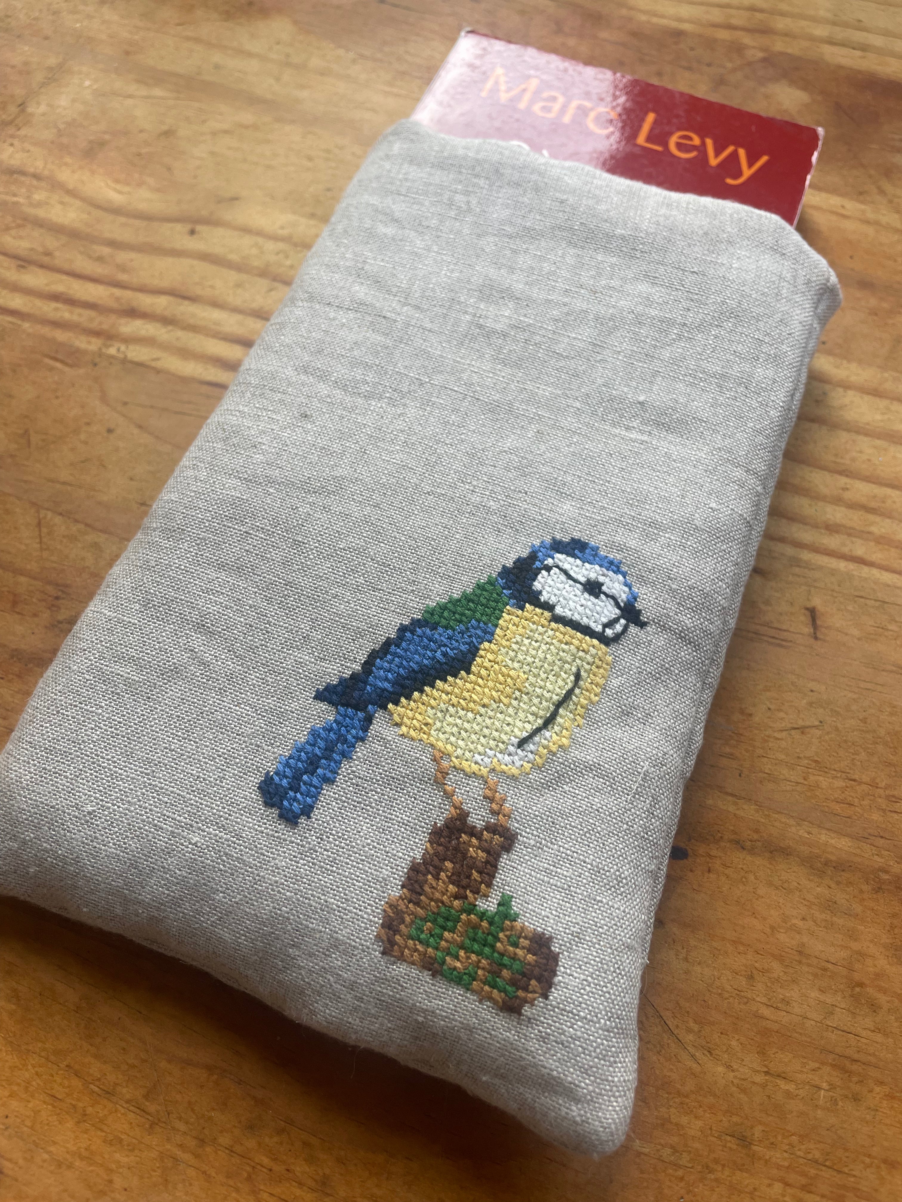 Pochette à livre crocus et mésange - Taille S