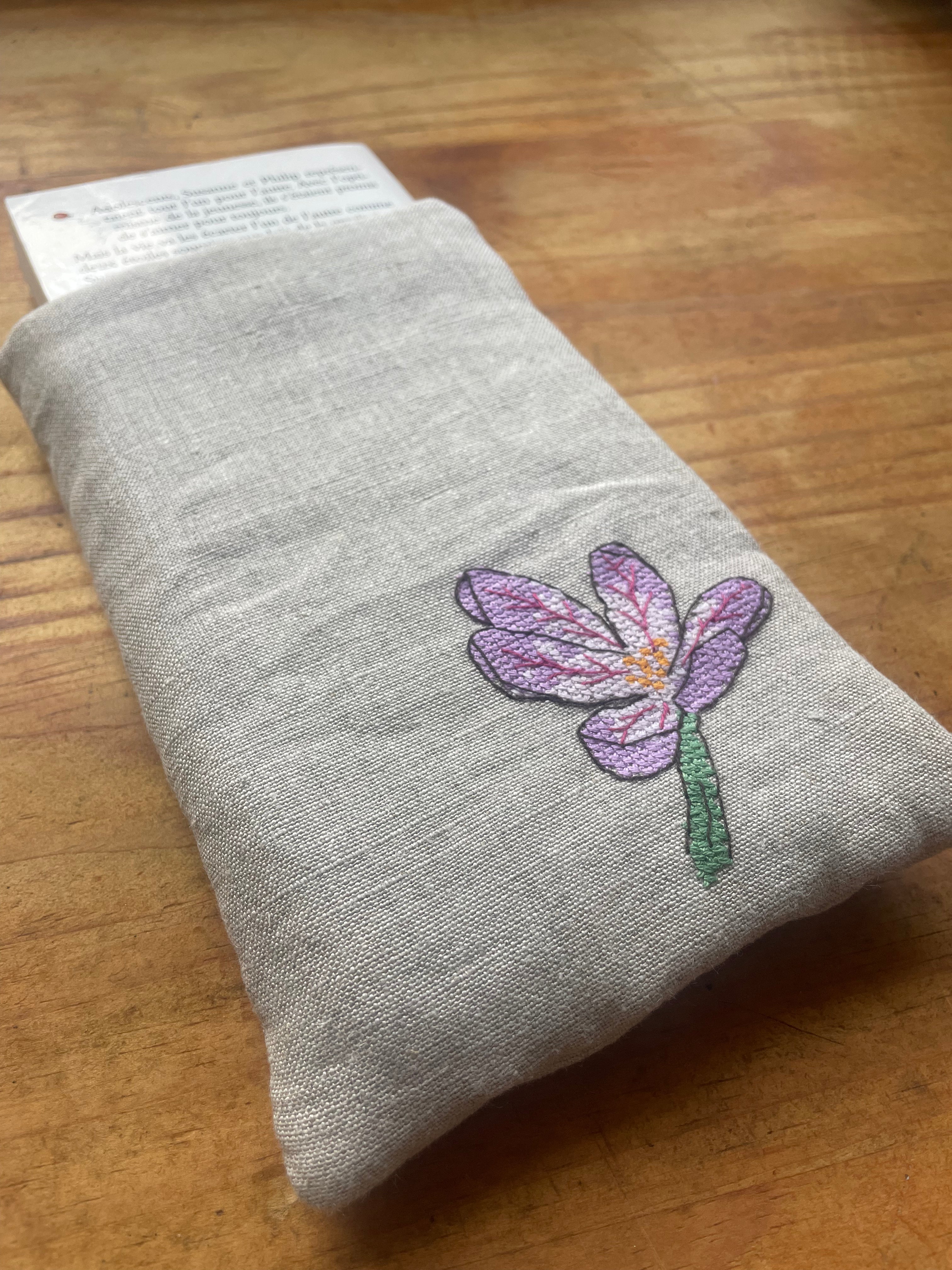 Pochette à livre crocus et mésange - Taille S